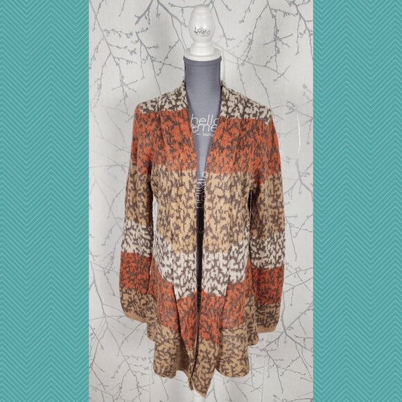 Lucy & Laurel Colorblock Stripe Alpaca Wool Blend Open Cardigan - Picture 1 of 4